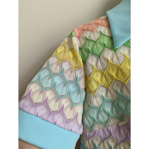 Sears 60s 12 Knit Sweater Rainbow Vintage Sheer Open Weave - Picture 4 of 8